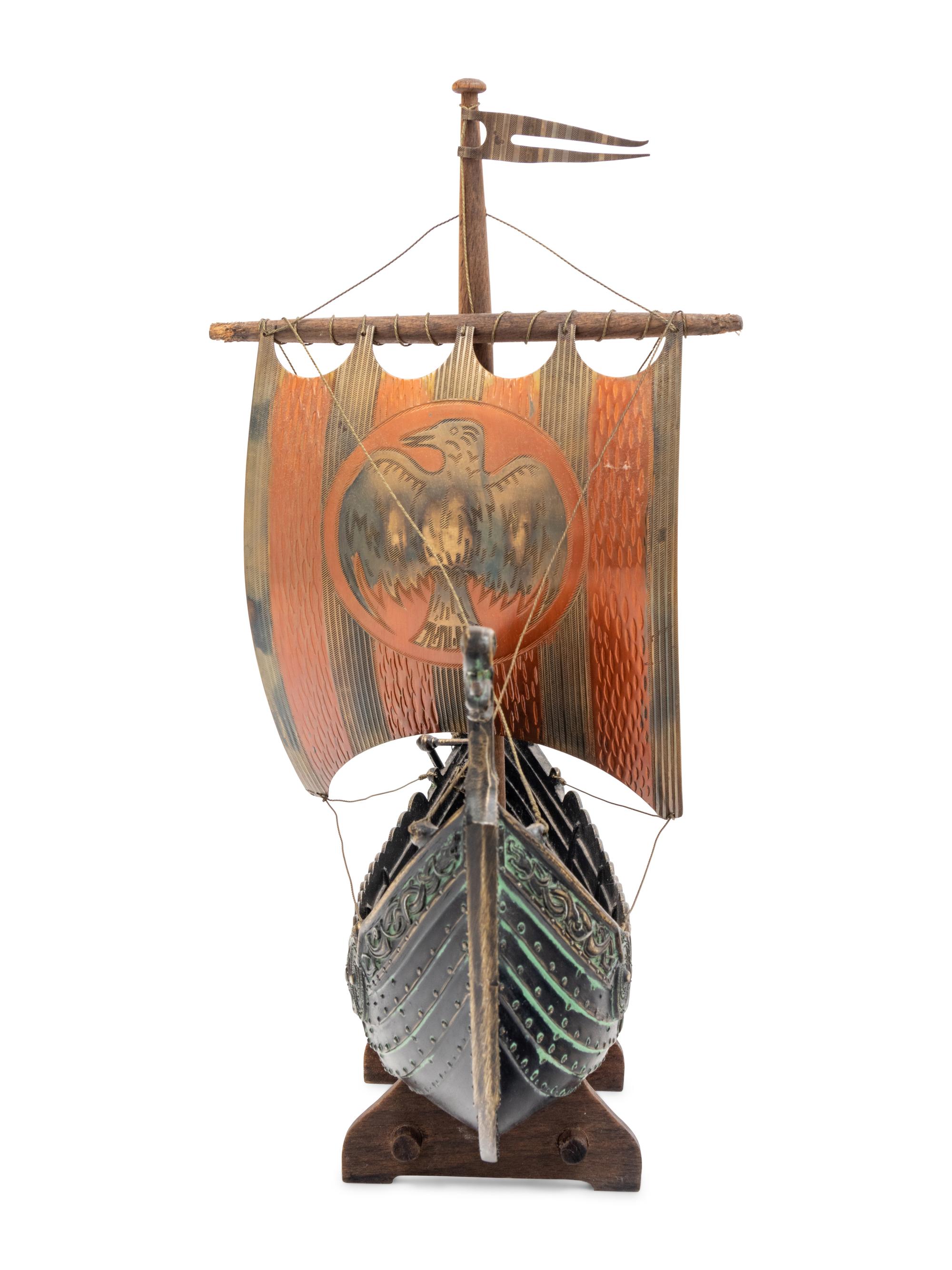 A Danish Bronze and Copper Model of a Langskip