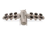 A Silver-Plate Airplane-Form Cocktail Shaker and Shot Glass Set