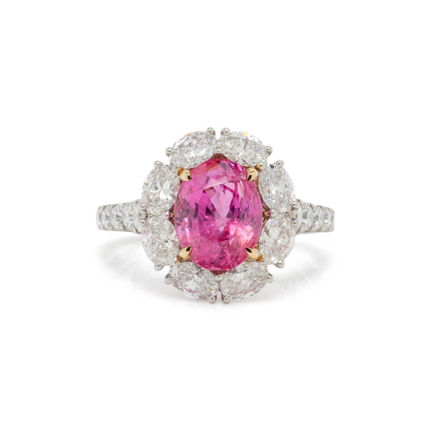 PADPARADSCHA SAPPHIRE AND DIAMOND RING
