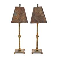 A Pair of Patinated Metal Table Lamps