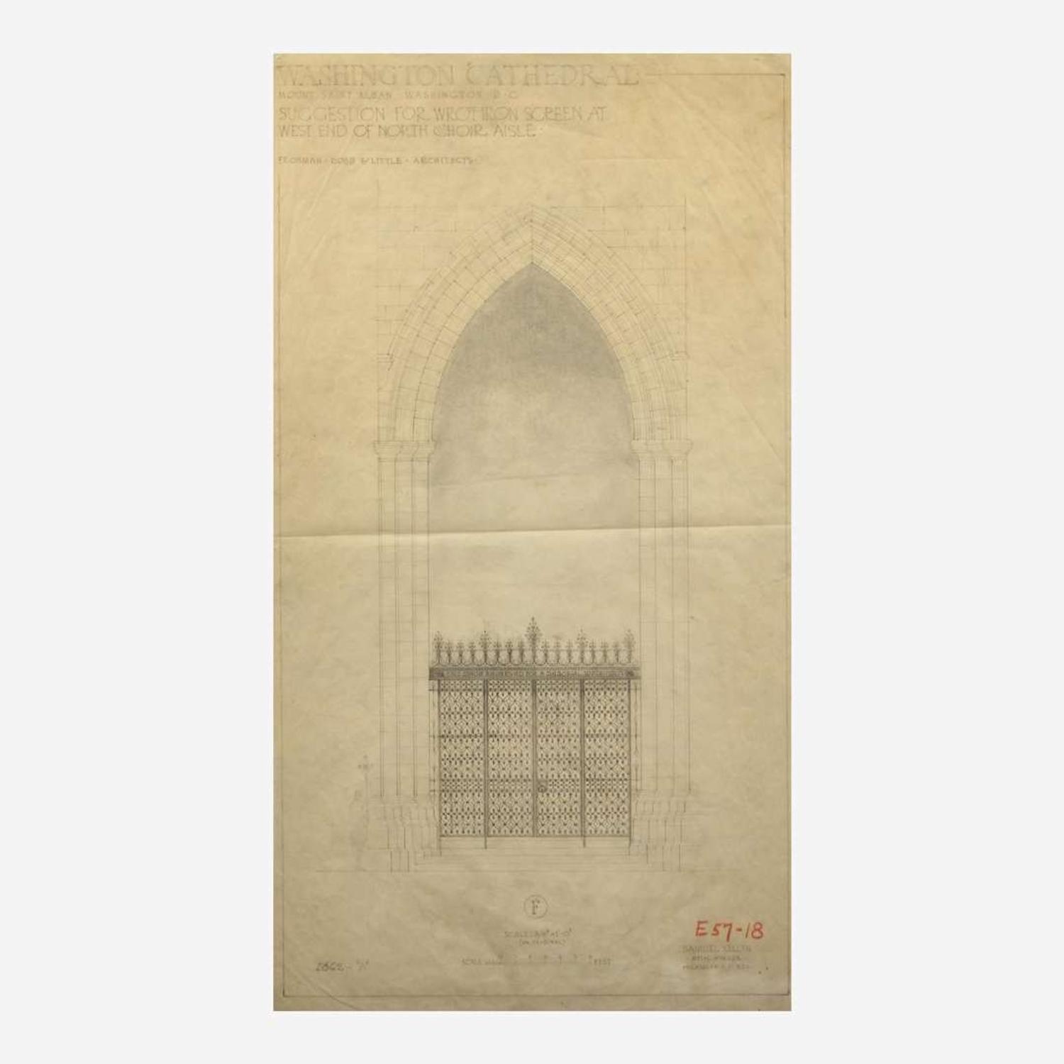 Samuel Yellin (American, b. Ukraine, 1884-1940) Two Drawings for the National Cathedral, Washington, D.C., USA, 1933