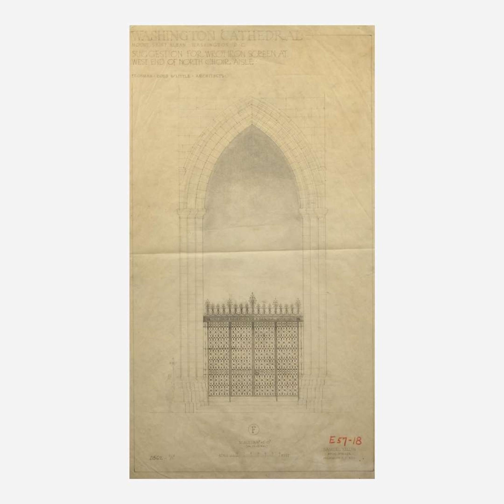 Samuel Yellin (American, b. Ukraine, 1884-1940) Two Drawings for the National Cathedral, Washington, D.C., USA, 1933