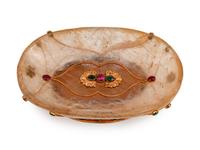 A Ruby and Emerald-Encrusted Rock Crystal Bowl
