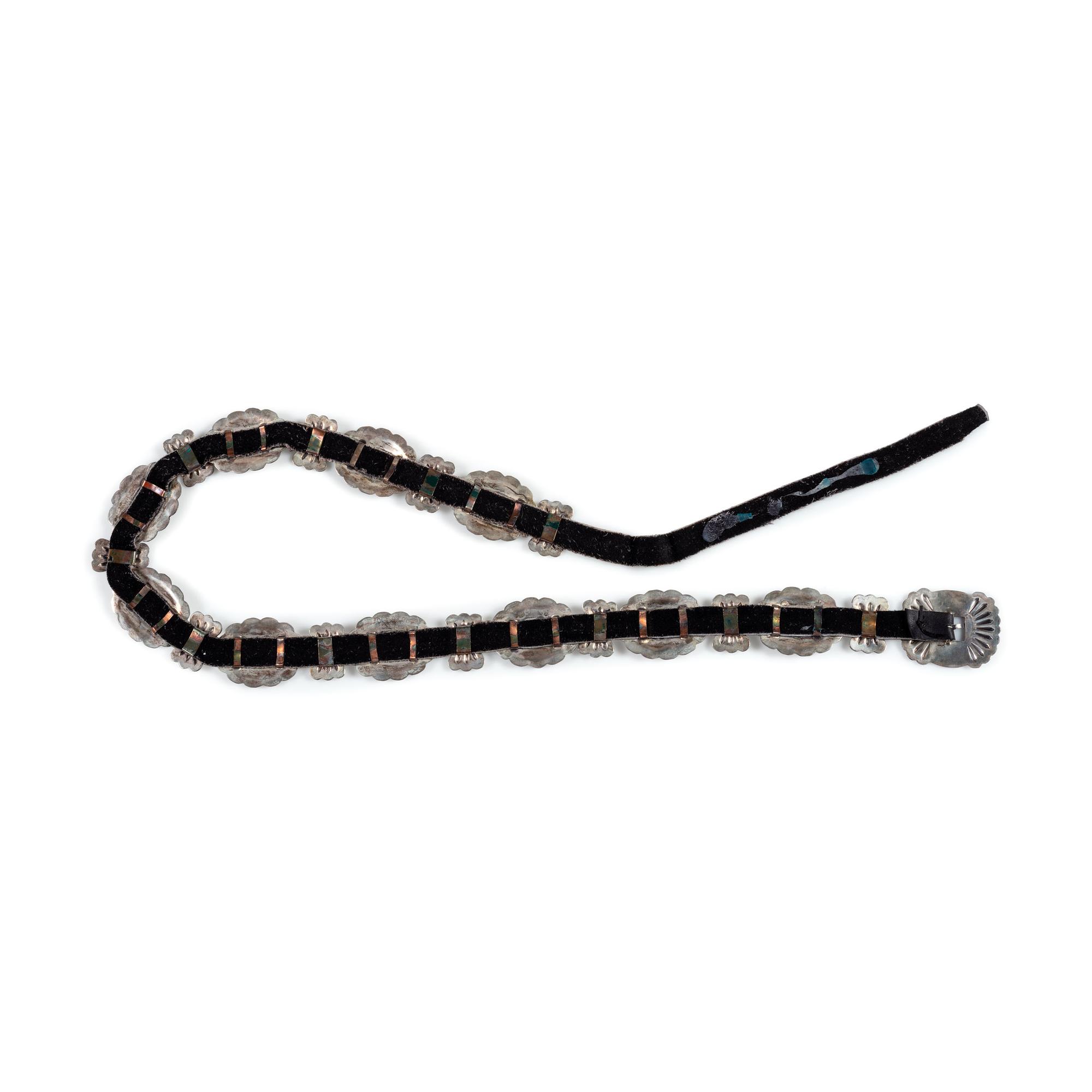 Navajo Stamped Silver Concha Belt