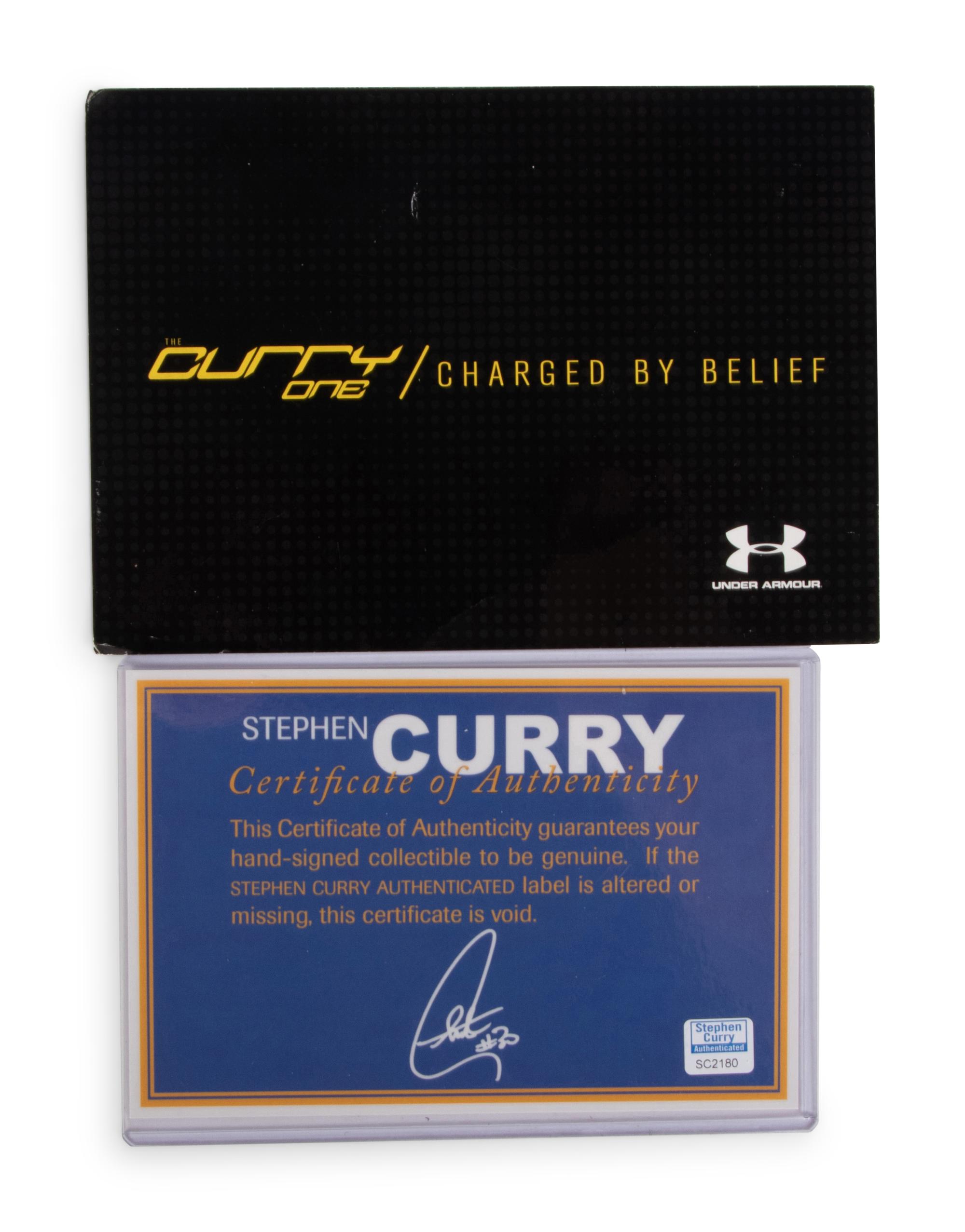 A Pair of Stephen Curry Signed Autograph Under Armour Basketball Shoes (Stephen Curry Authenticated),