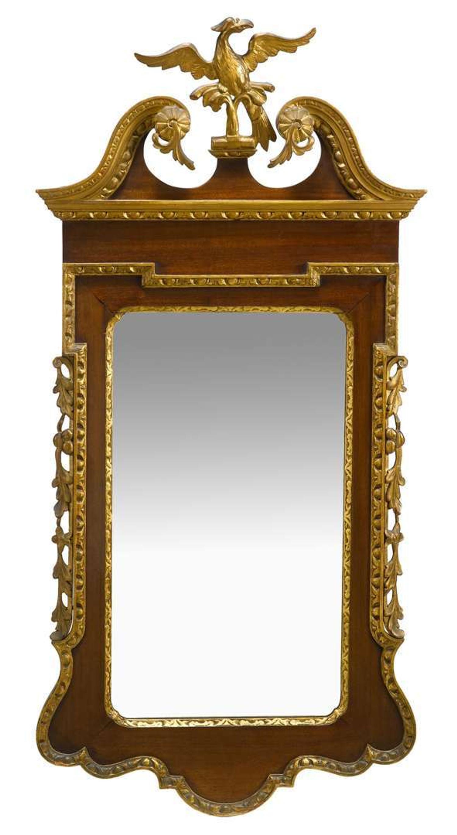 Chippendale-style mahogany and giltwood pier mirror