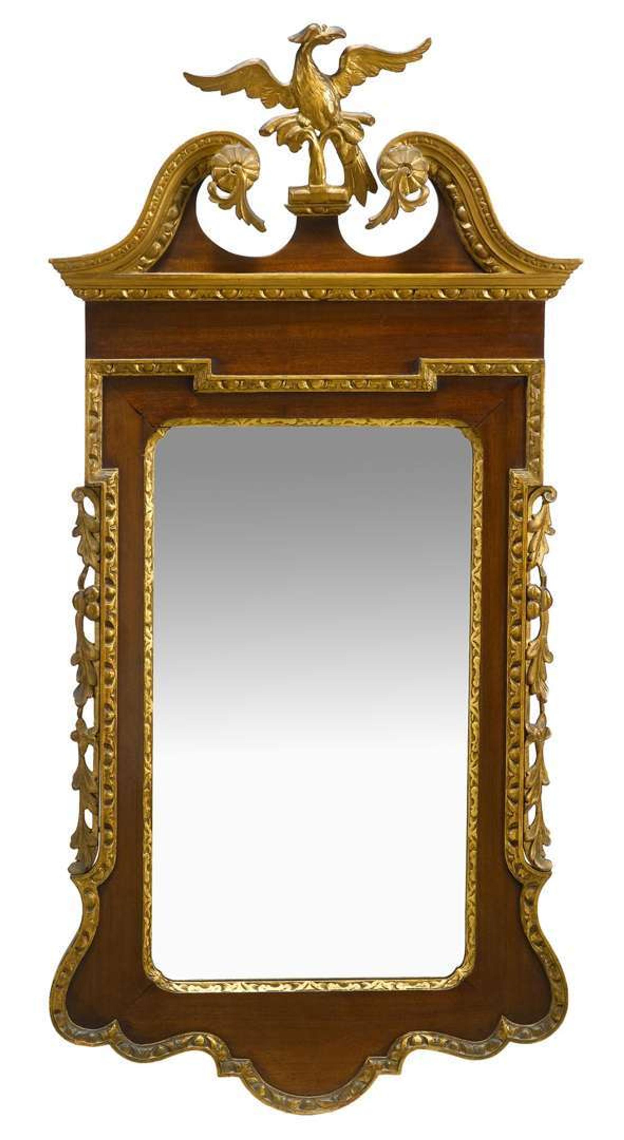 Chippendale-style mahogany and giltwood pier mirror