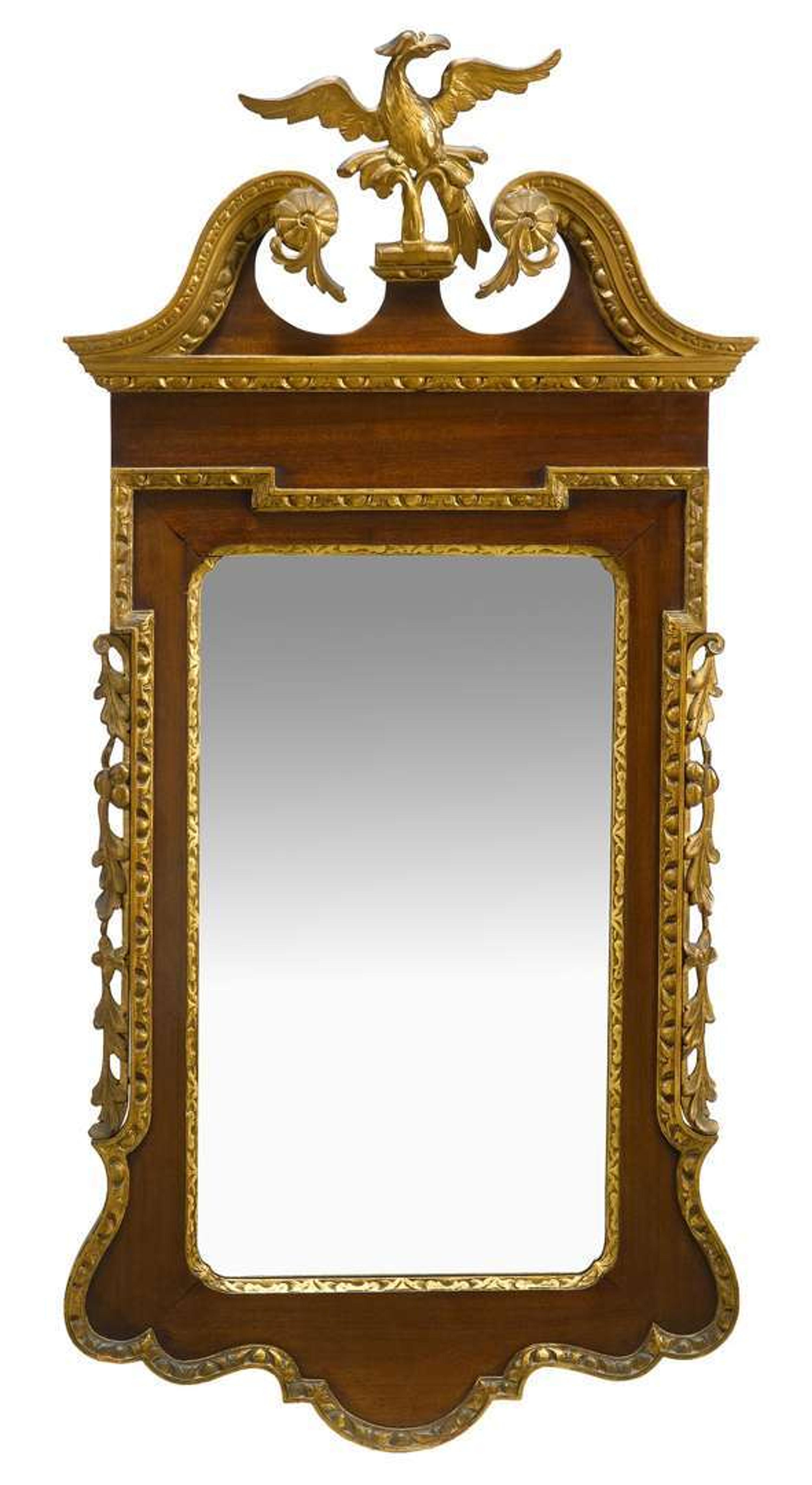 Chippendale-style mahogany and giltwood pier mirror