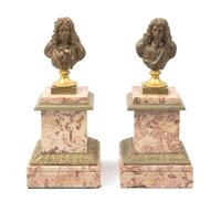 A Pair of French Gilt Bronze Busts Height overall 11 3/4 inches. — 19TH CENTURY
