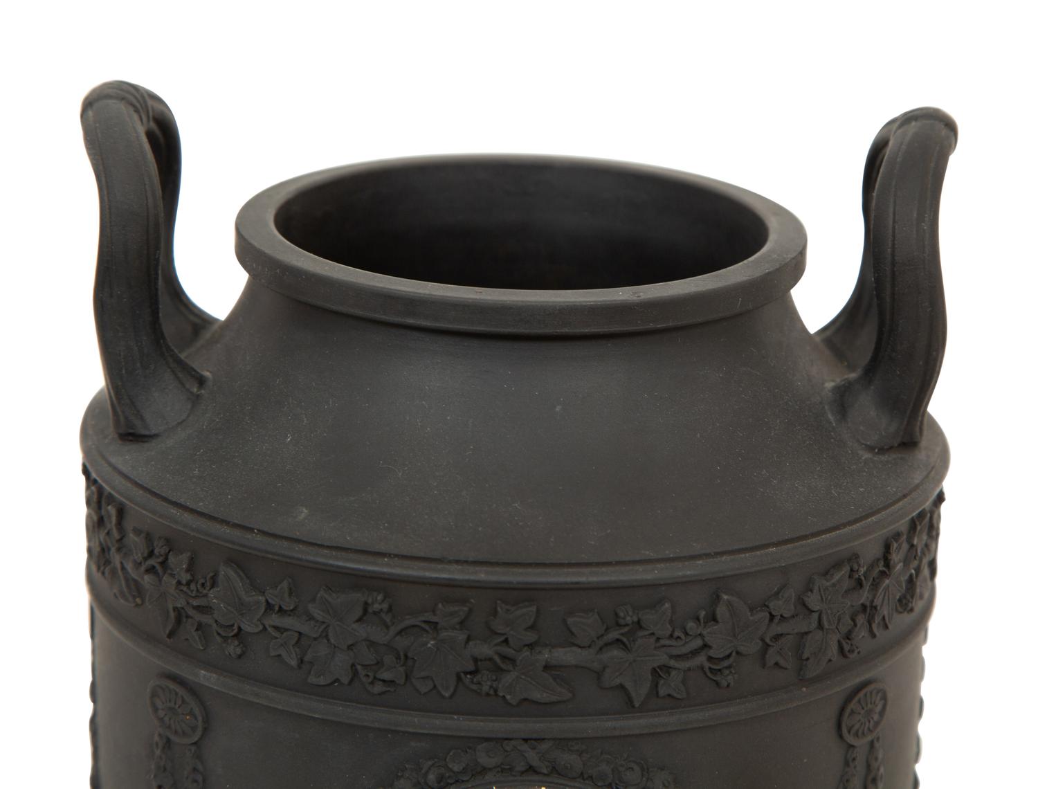 A Wedgwood Black Basalt Urn on Pedestal