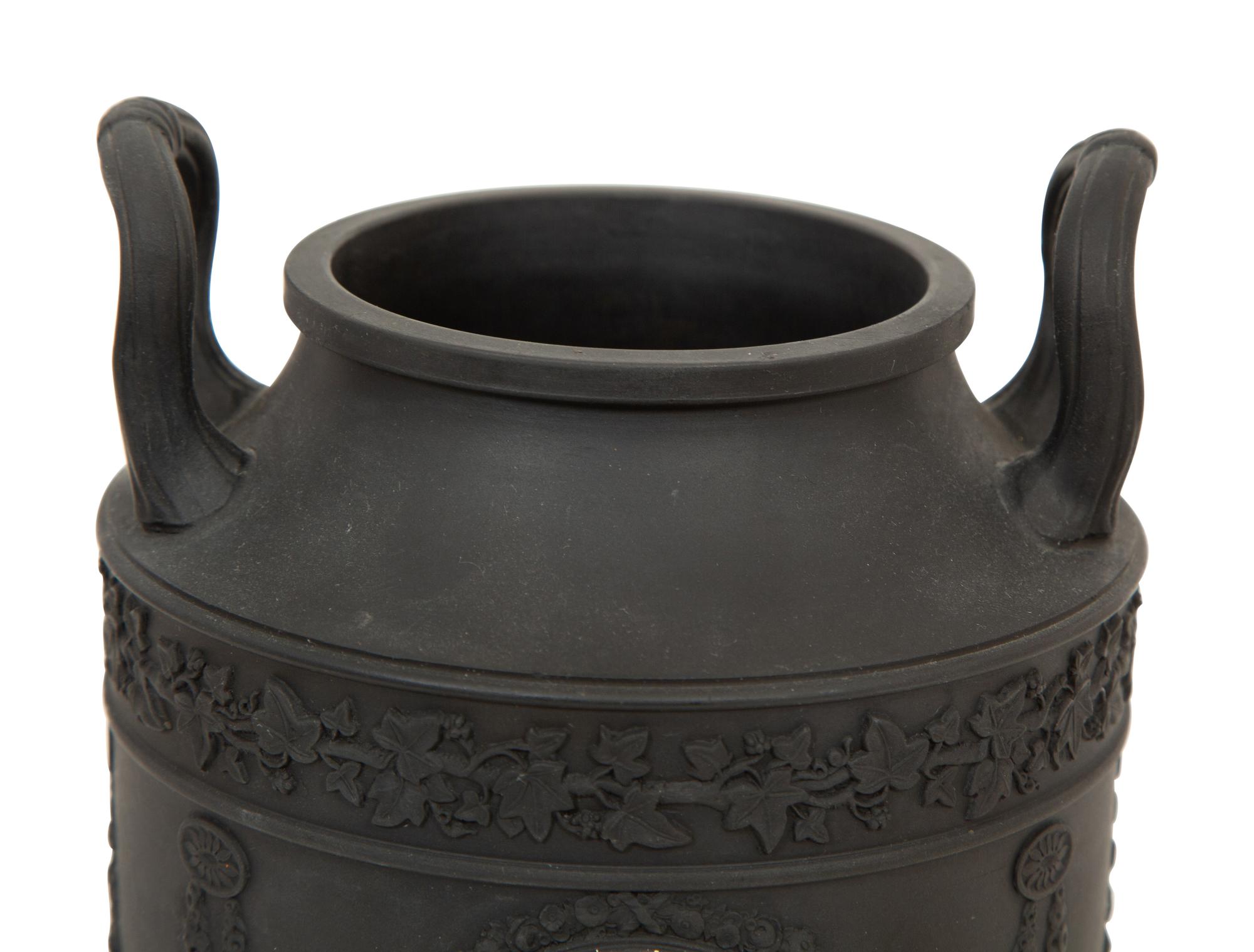 A Wedgwood Black Basalt Urn on Pedestal