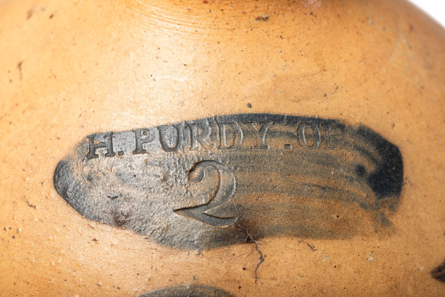 A Henry Purdy Two-Gallon Cobalt Decorated Stoneware Jug