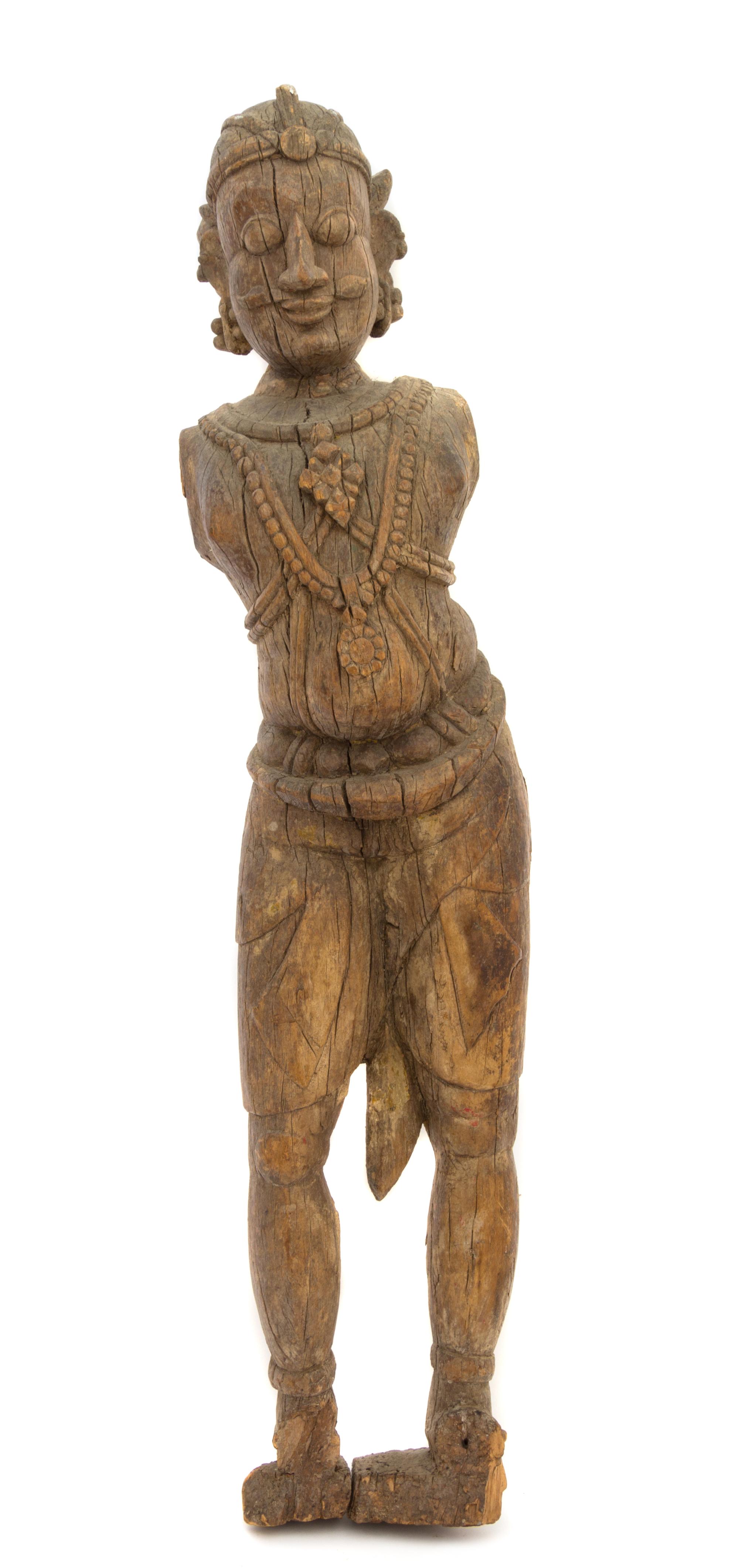 An Indian Carved Wood Bodhisattva 18TH/19TH CENTURY Height 31 inches. — 18TH/19TH CENTURY