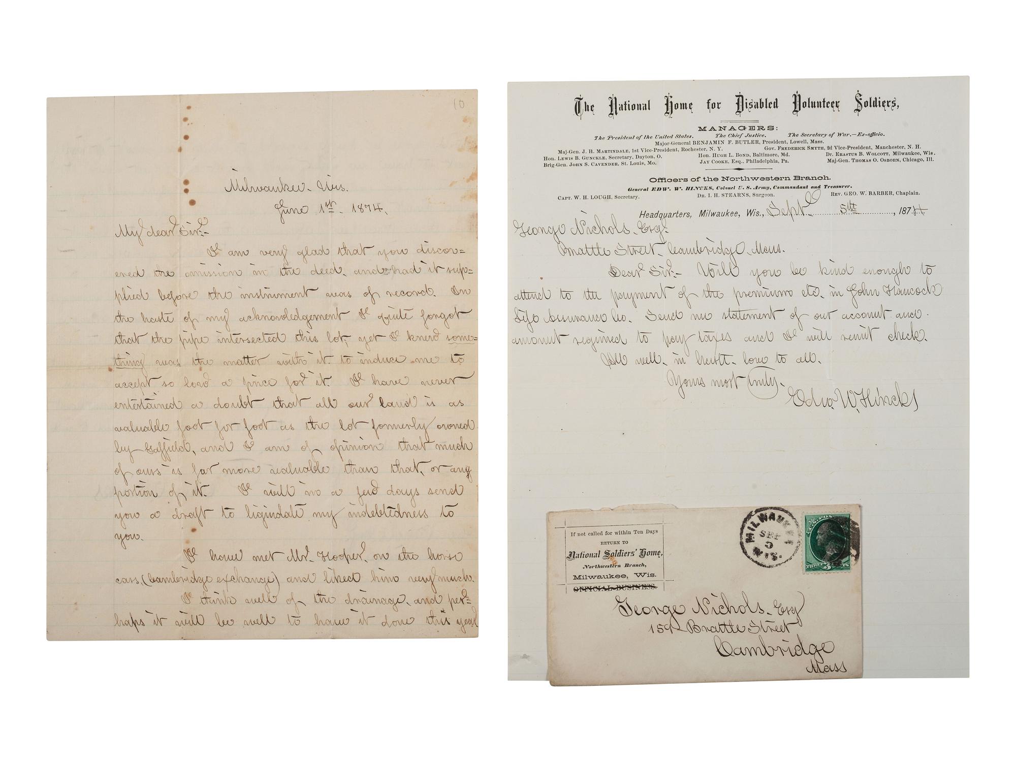 [CIVIL WAR - UNITED STATES COLORED TROOPS]. A group of 4 documents related to officers of USCT and Buffalo Soldier regiments including 2 ALsS from General Edward W. Hincks.