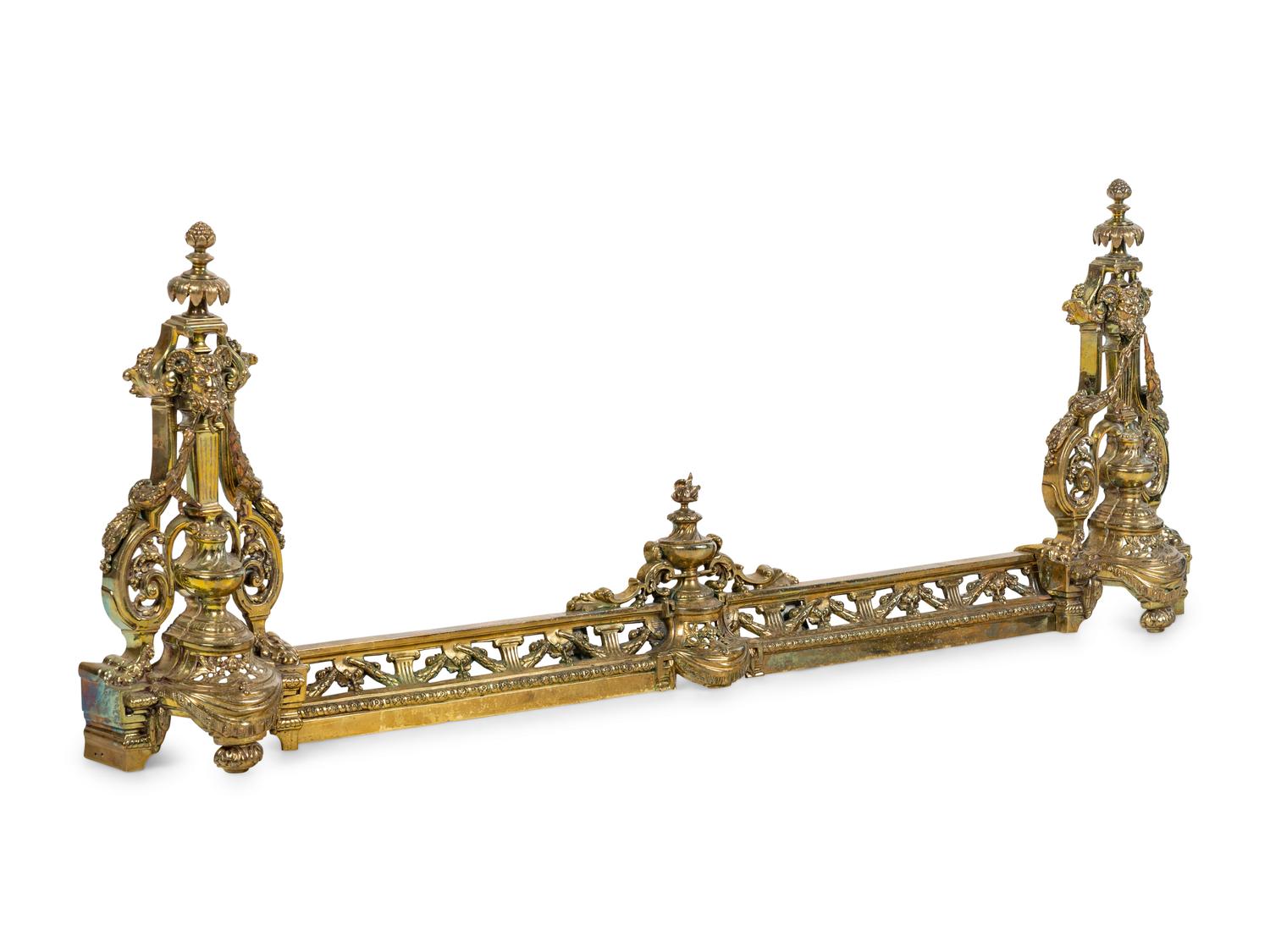A Neoclassical Gilt Bronze Fireplace Fender