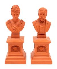 A Pair of Terra Cotta Busts of the Duchess and Duke of York