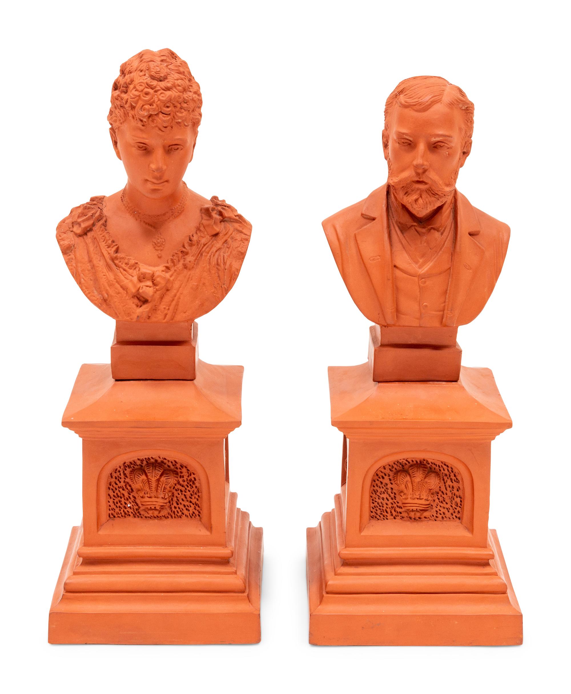 A Pair of Terra Cotta Busts of the Duchess and Duke of York