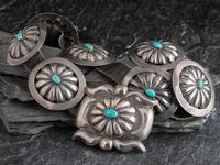 Southwestern-style Silver and Turquoise Concha Belt