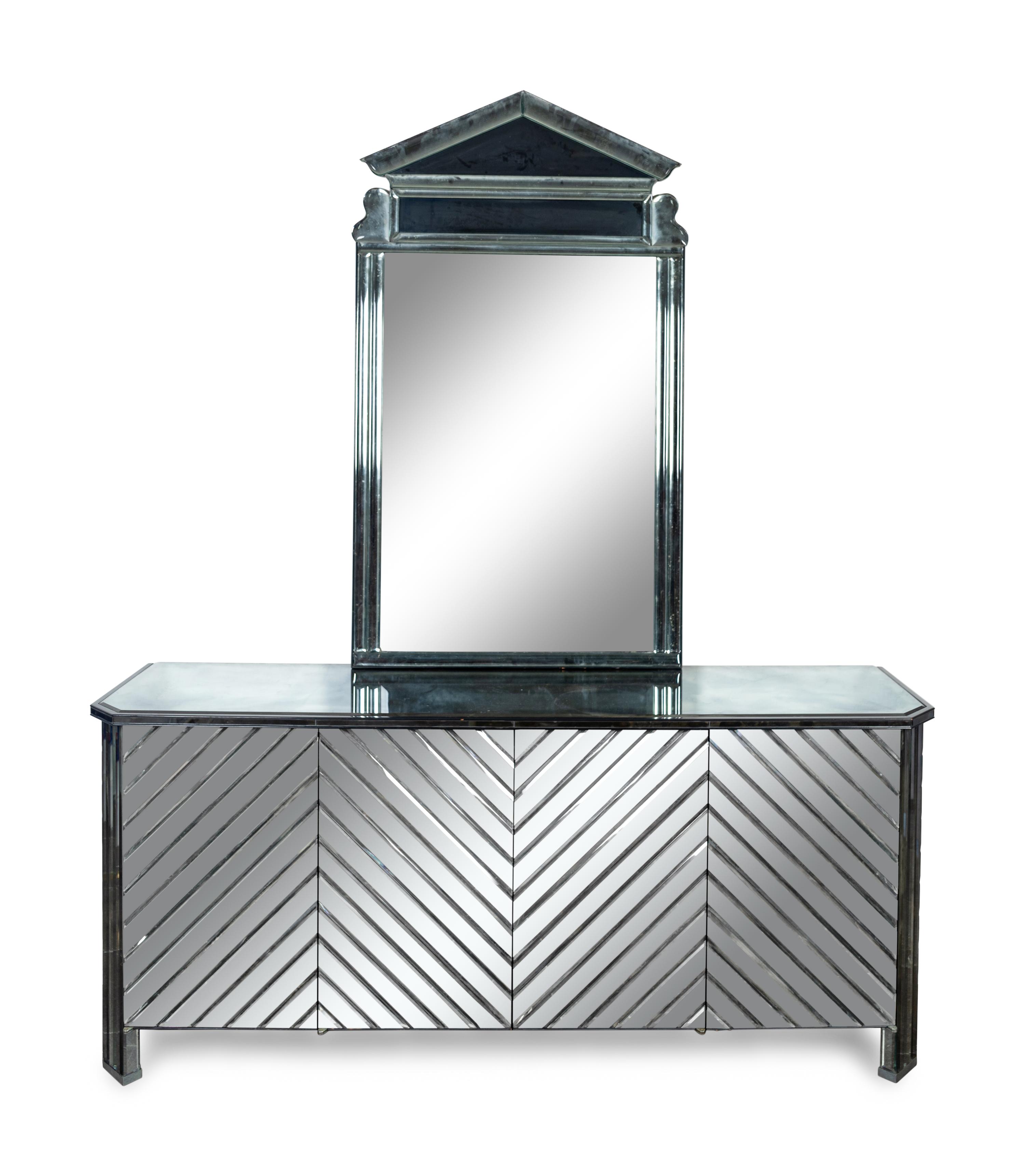 A Contemporary Mirrored Credenza with Associated Mirror — 20TH CENTURY