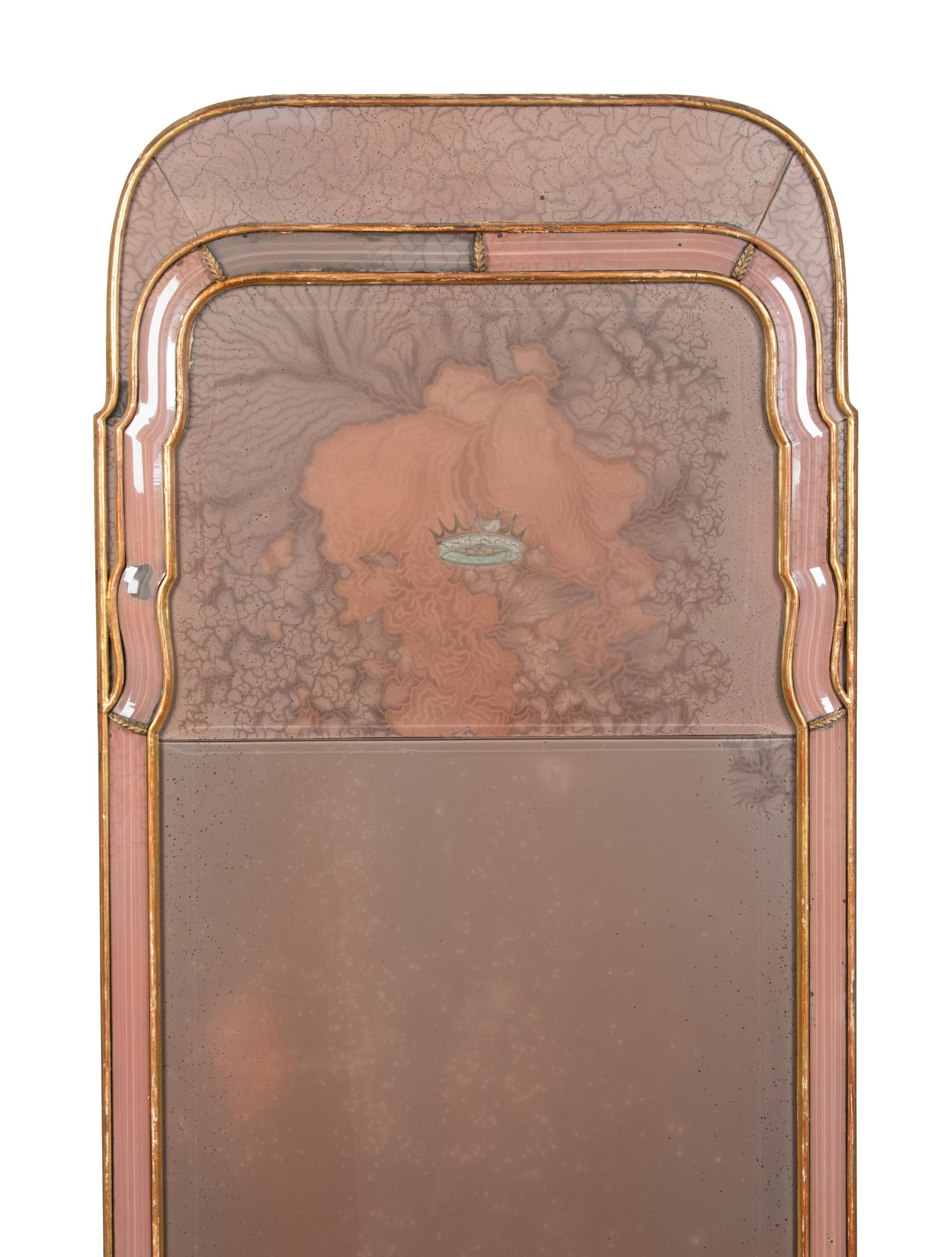 A Queen Anne Style Giltwood and Eglomise Pier Mirror