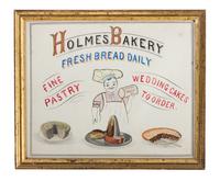 Five Framed Specialty Shop Advertising Hand Colored Prints and Watercolors