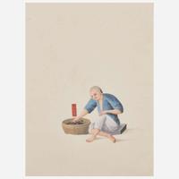 Chinese School 19th century Group of Thirteen Works Depicting Chinese Occupations