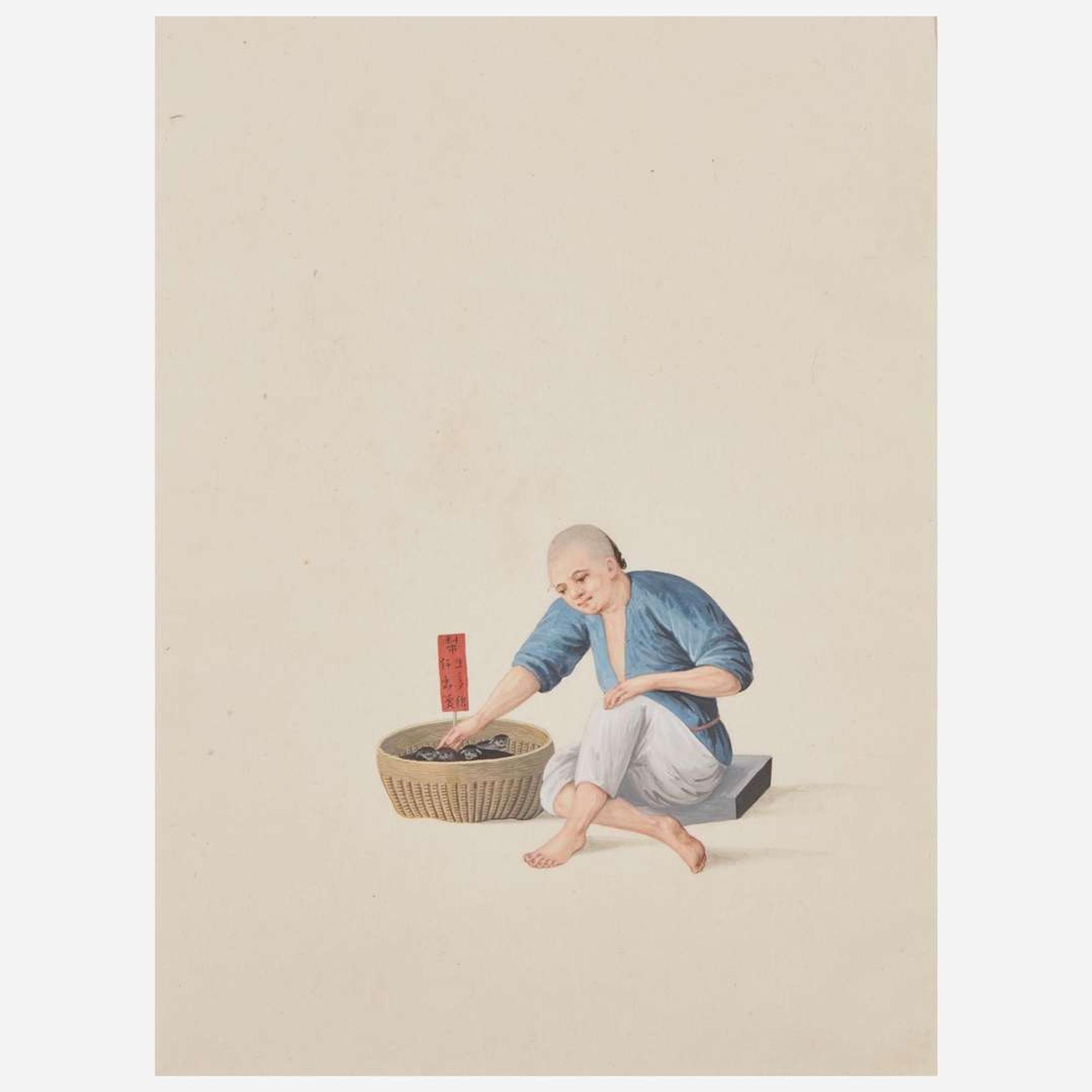 Chinese School 19th century Group of Thirteen Works Depicting Chinese Occupations