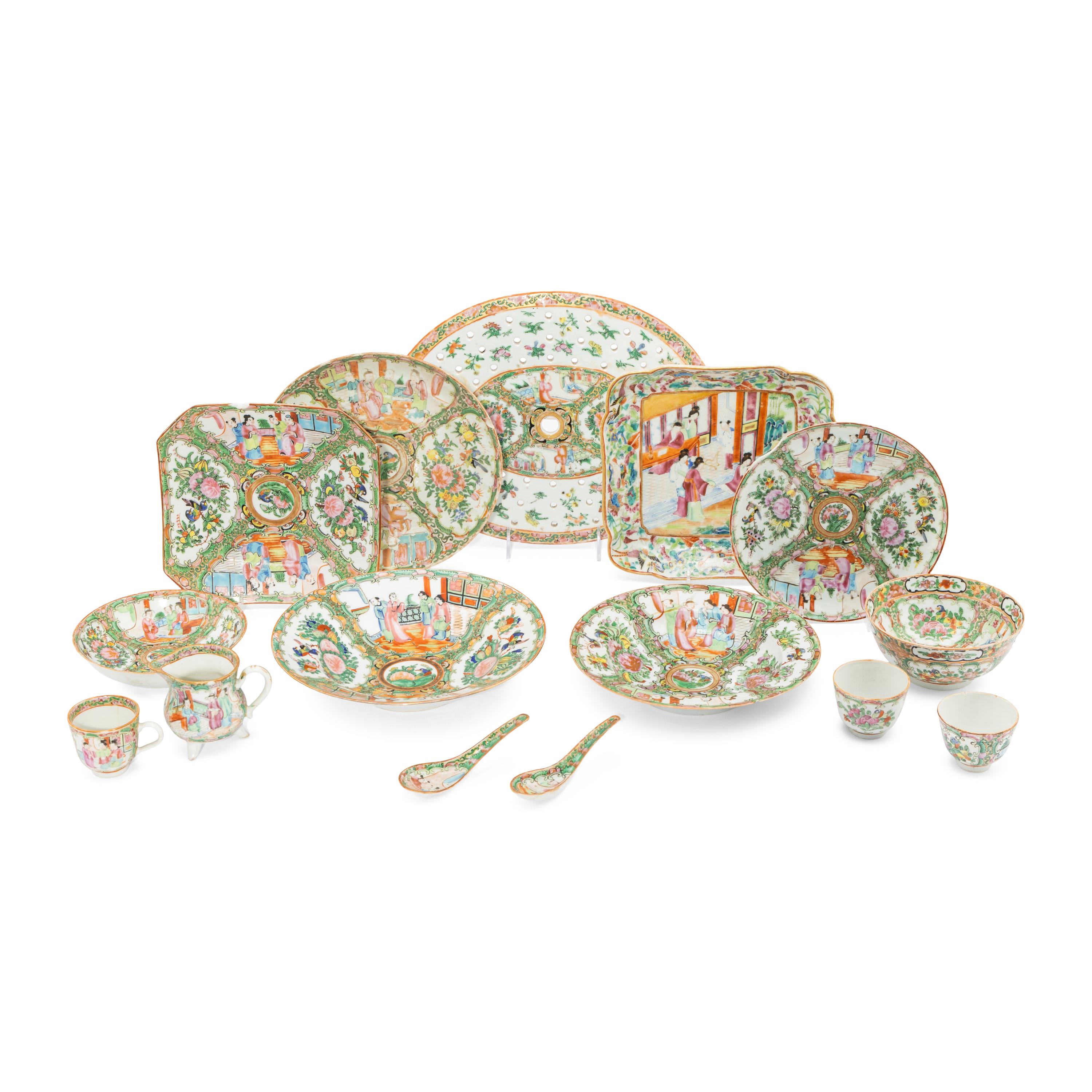 A Collection of Chinese Export Porcelain Famille Rose Table Articles