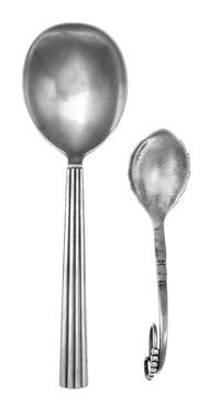 Two Danish Silver Serving Articles, Georg Jensen Silversmithy, Copenhagen, comprising a Bernadotte pattern serving spoon and a sugar sp