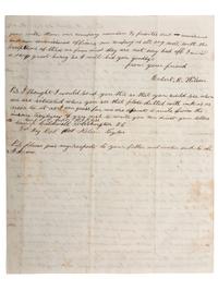 [CIVIL WAR] -- [MAPS]. Letter from Robert Wilson, 72 New York Volunteers, on letterhead featuring a "Topographical Map of Virginia between Washington and Manassas Junction."