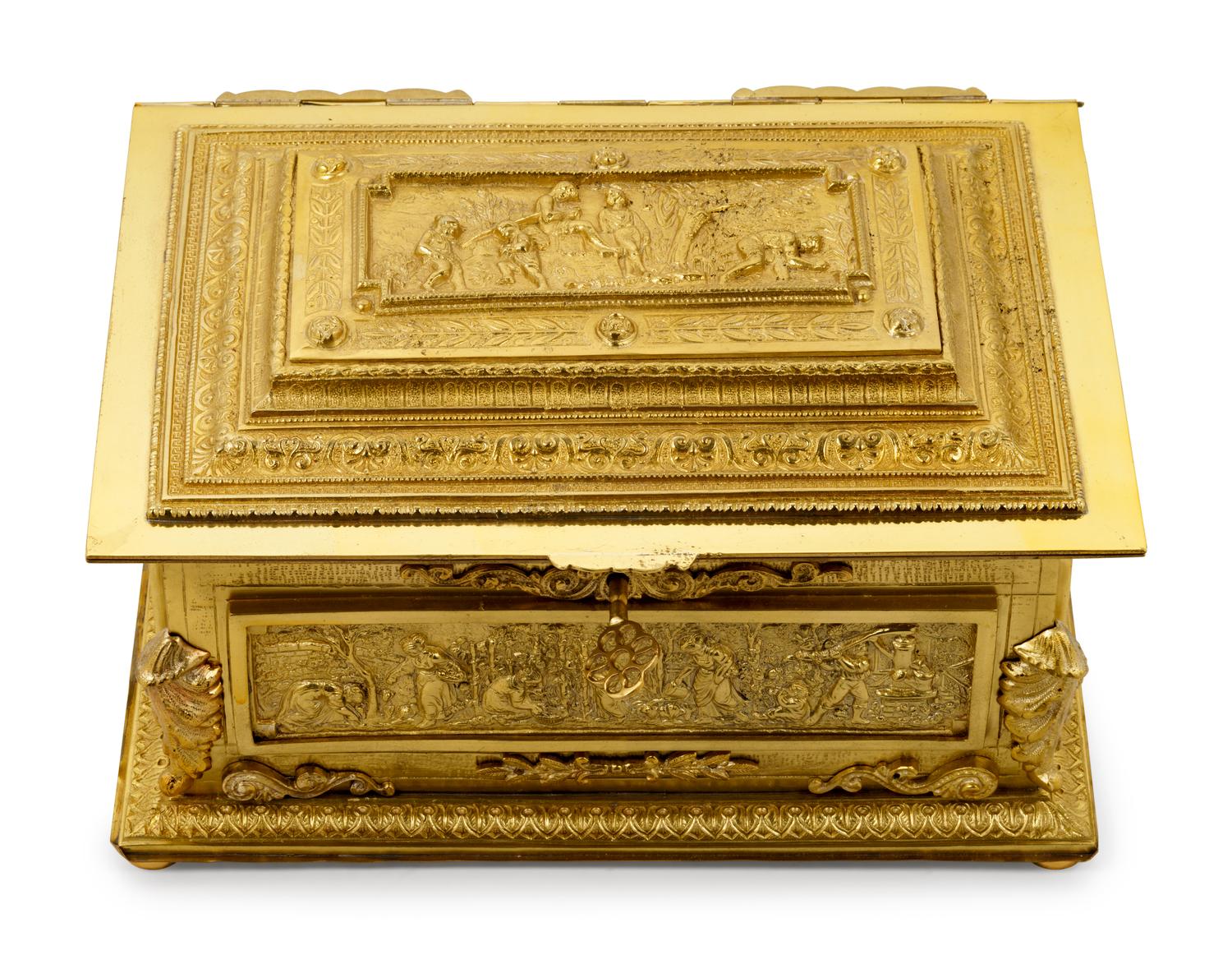 A French Gilt Bronze Jewelry Casket