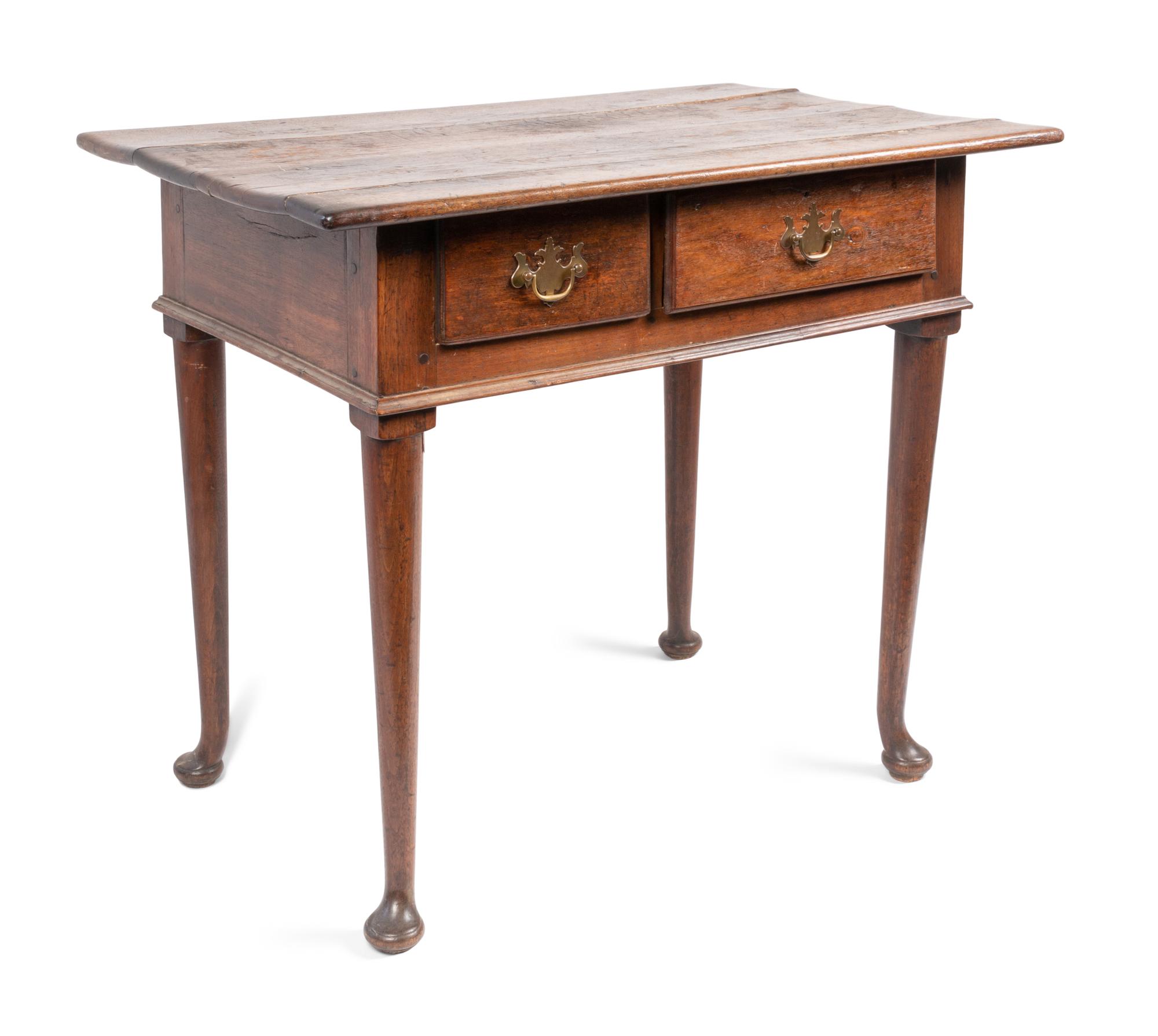 A Queen Anne Walnut Two Drawer Work Table