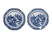 A Pair of Chinese Export Blue and White Porcelain Plates