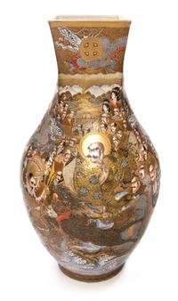 A Large Satsuma Vase Height 31 inches.