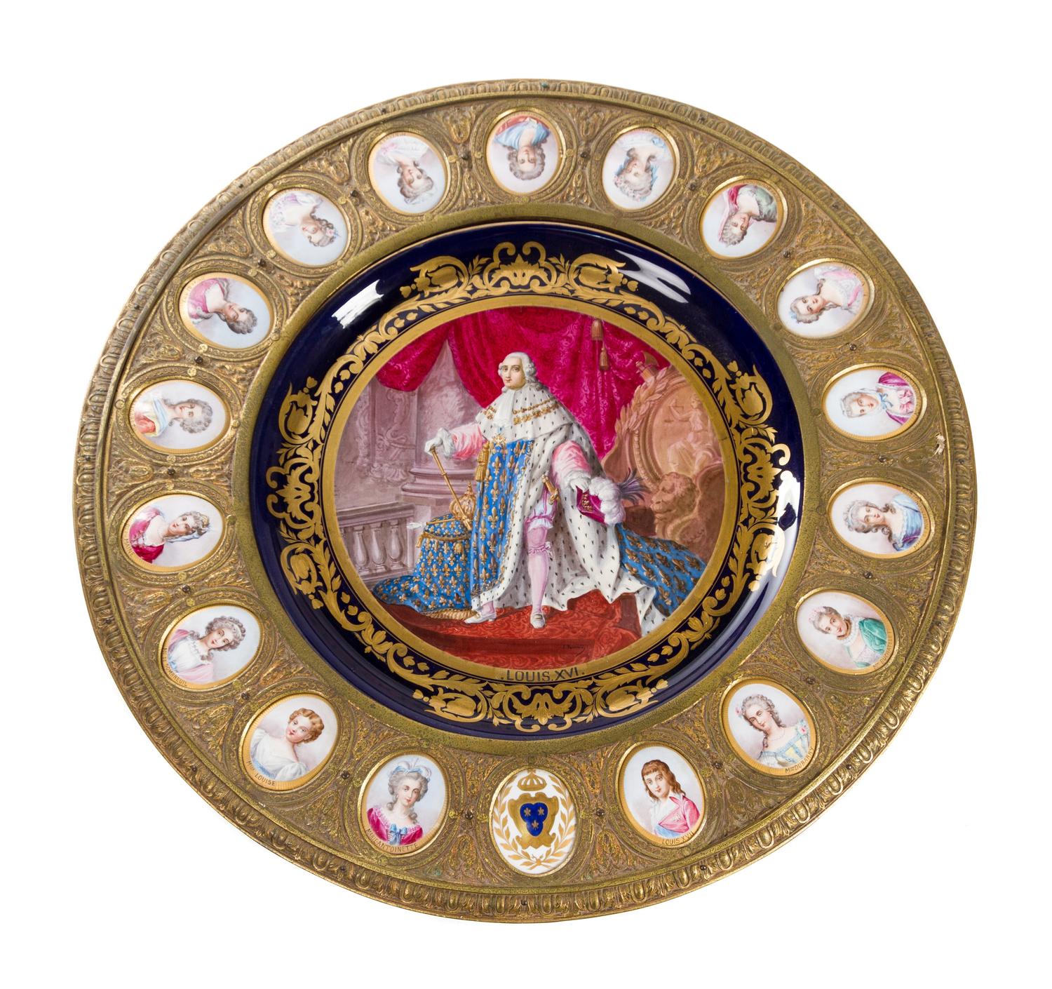 A Louis XVI Style Gilt Bronze and Sevres Porcelain Mounted Gueridon Height 32 1/4 x diameter of top 31 inches. — 19TH CENTURY