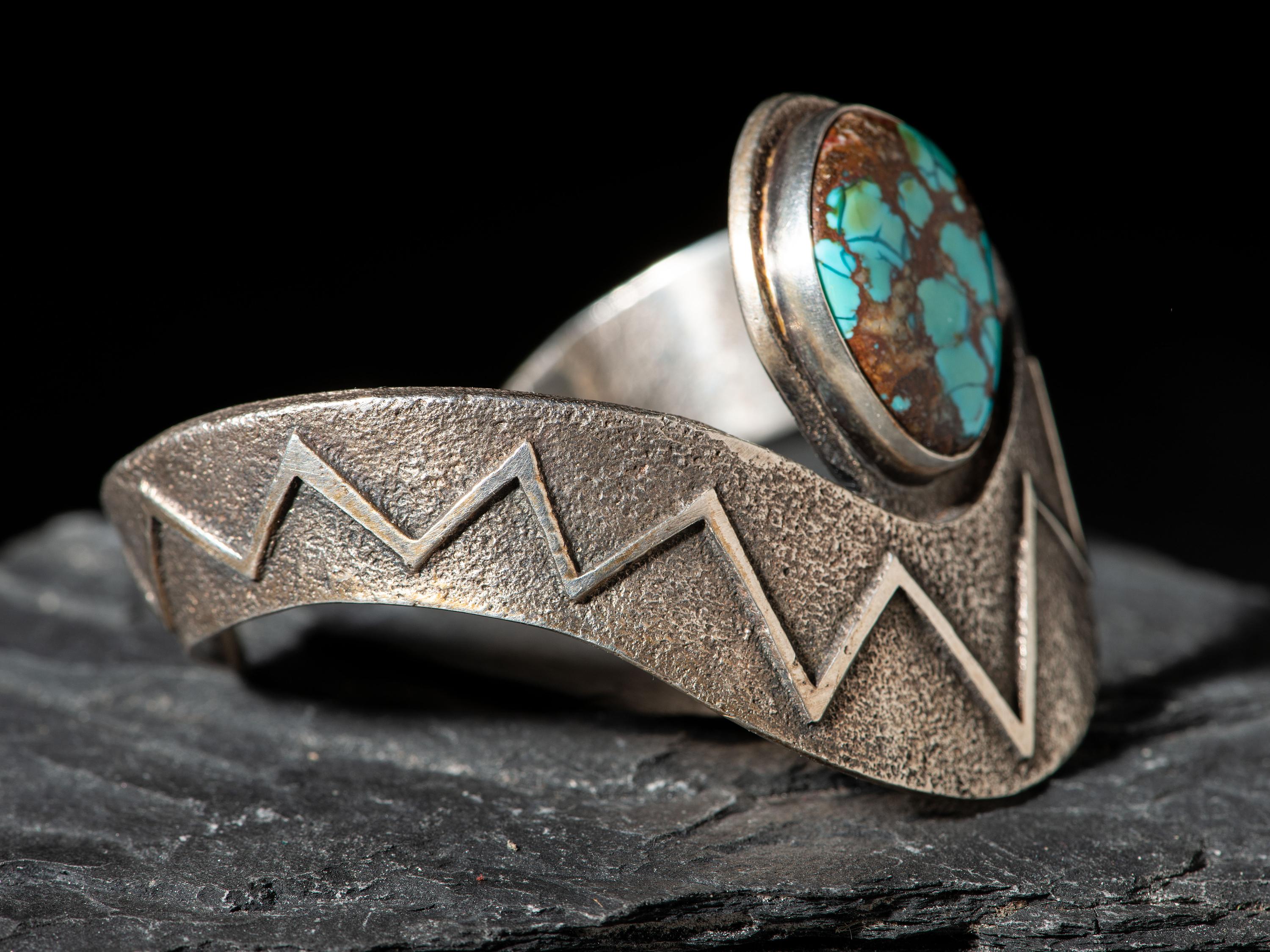 Tufa Cast Silver and Turquoise Cuff Bracelet, PLUS the Mold