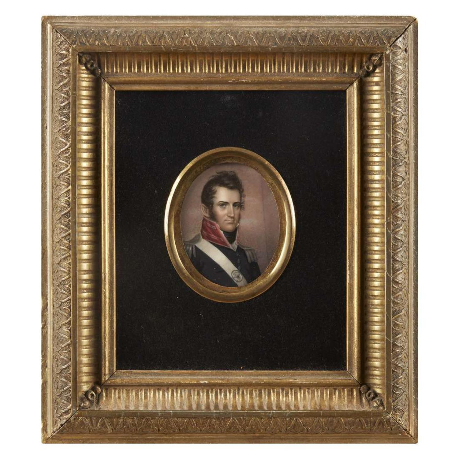Attributed to Anson Dickinson (1779-1852) Portrait miniature of a field grade infantry officer, War of 1812