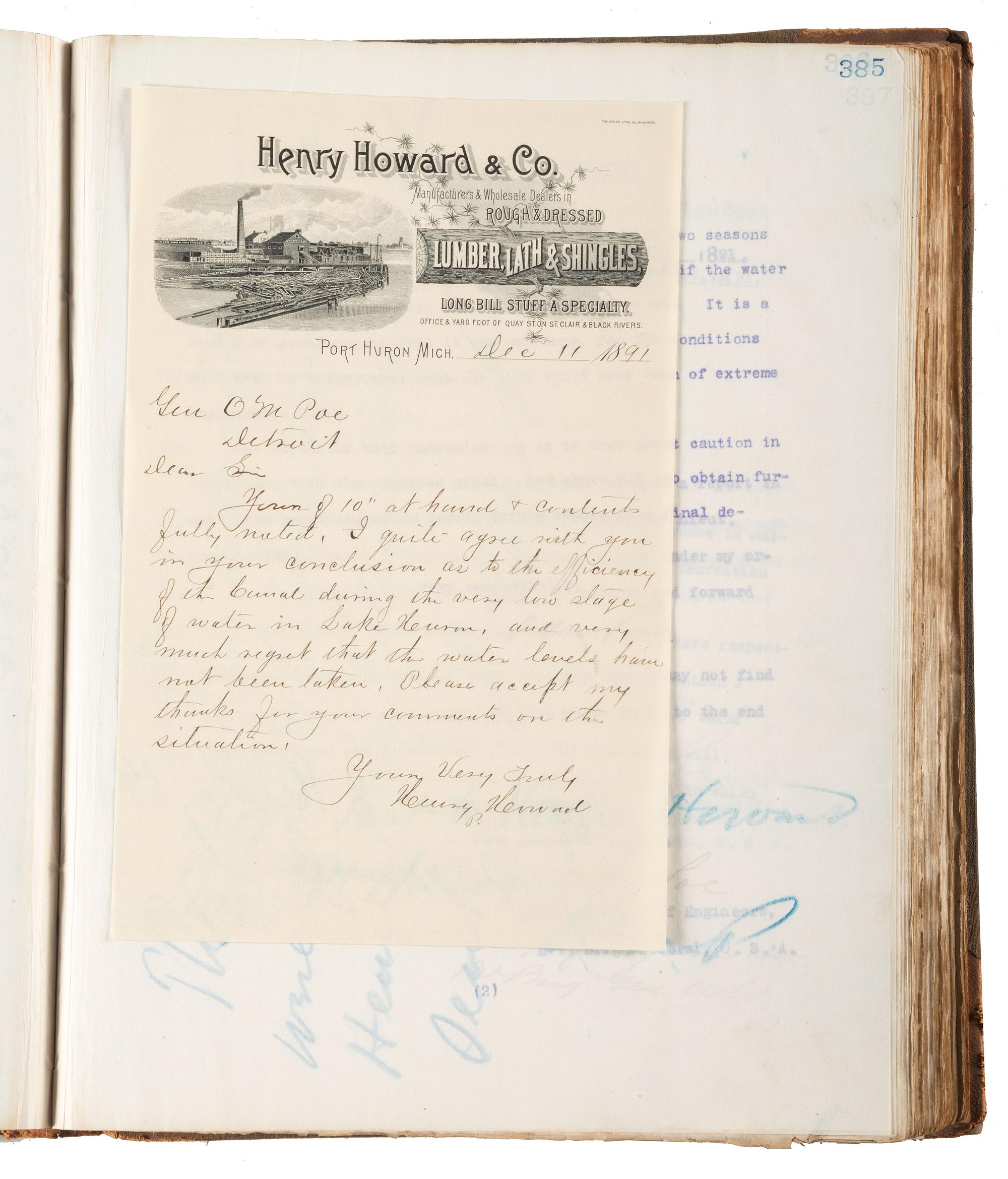 [ENGINEERING] -- [CIVIL WAR]. Group of 3 letterpress copybooks containing ca 1885-1895 correspondence of US Army officer and engineer Orlando Metcalf Poe (1832-1895).