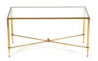A Neoclassical Style Brass Coffee Table Height 16 1/4 x width 31 1/2 x depth 16 inches. — 20TH CENTURY