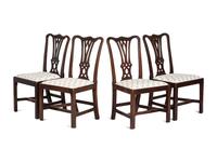 A Matched Set of Four Chippendale Walnut Side Chairs