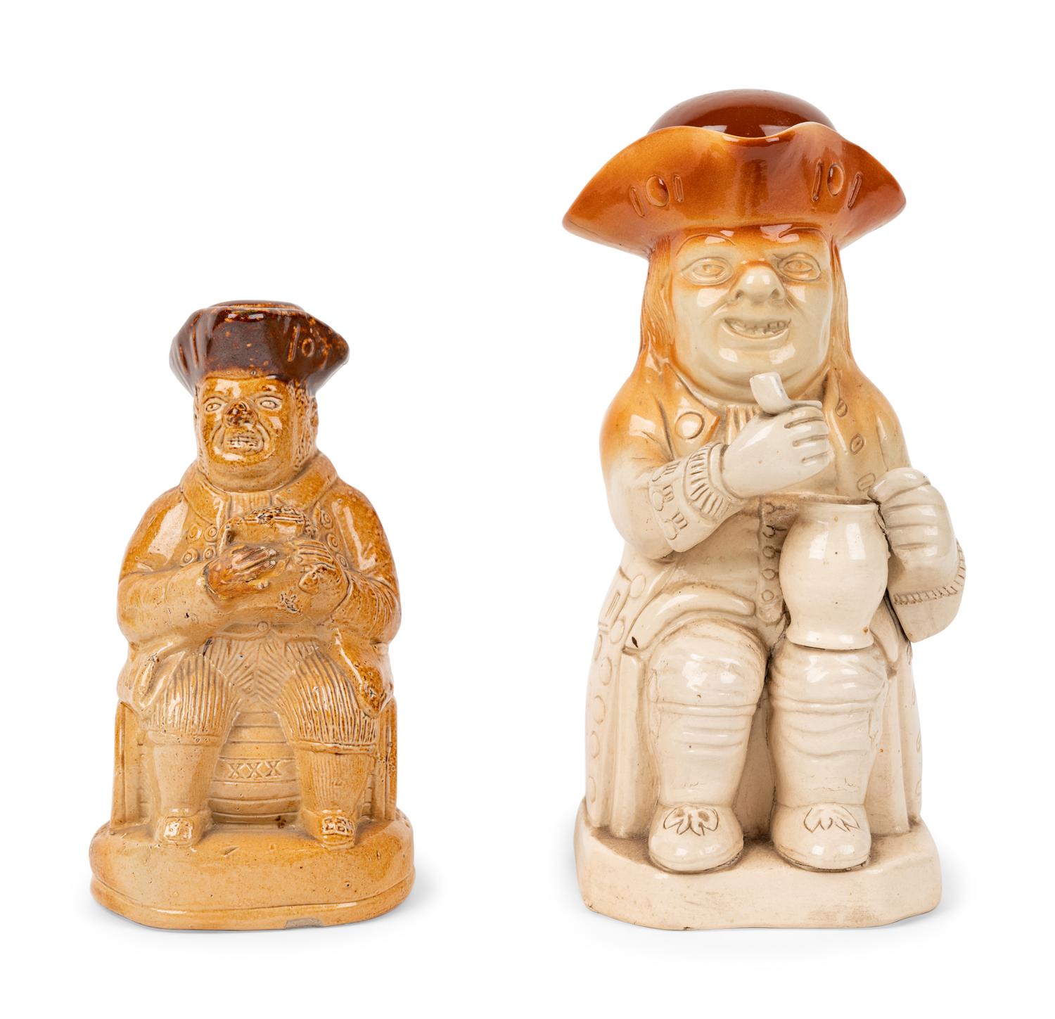 A Pearson & Co. Whittington Moor Toby Jug with Cover and a Stoneware Toby Flask
