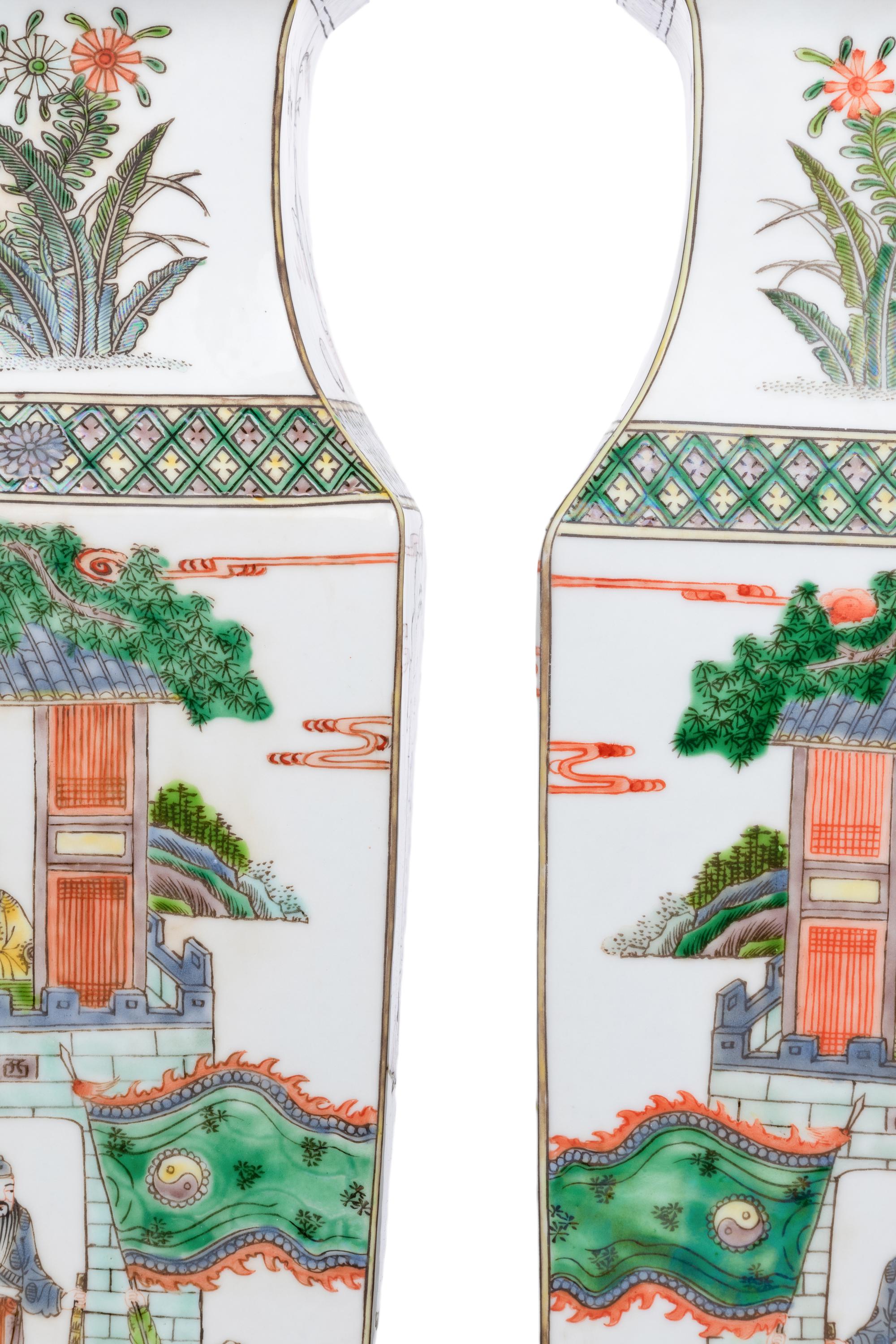 A Pair of Chinese Export 'Famille Verte' Porcelain Vases