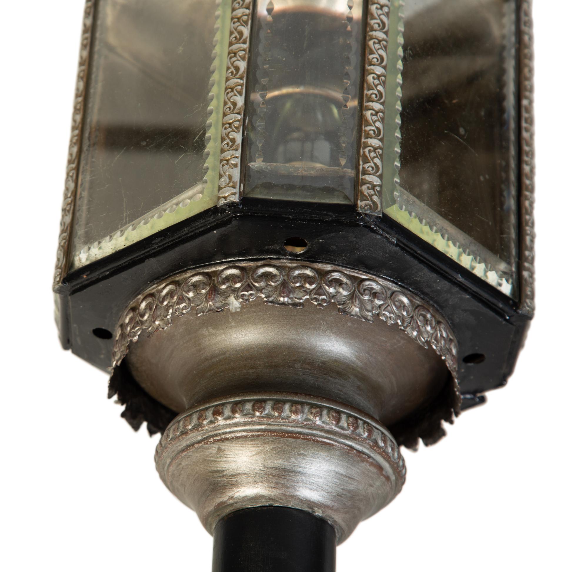 A Pair of Victorian Black and Silver Painted Tole Coach Lanterns — 19TH CENTURY