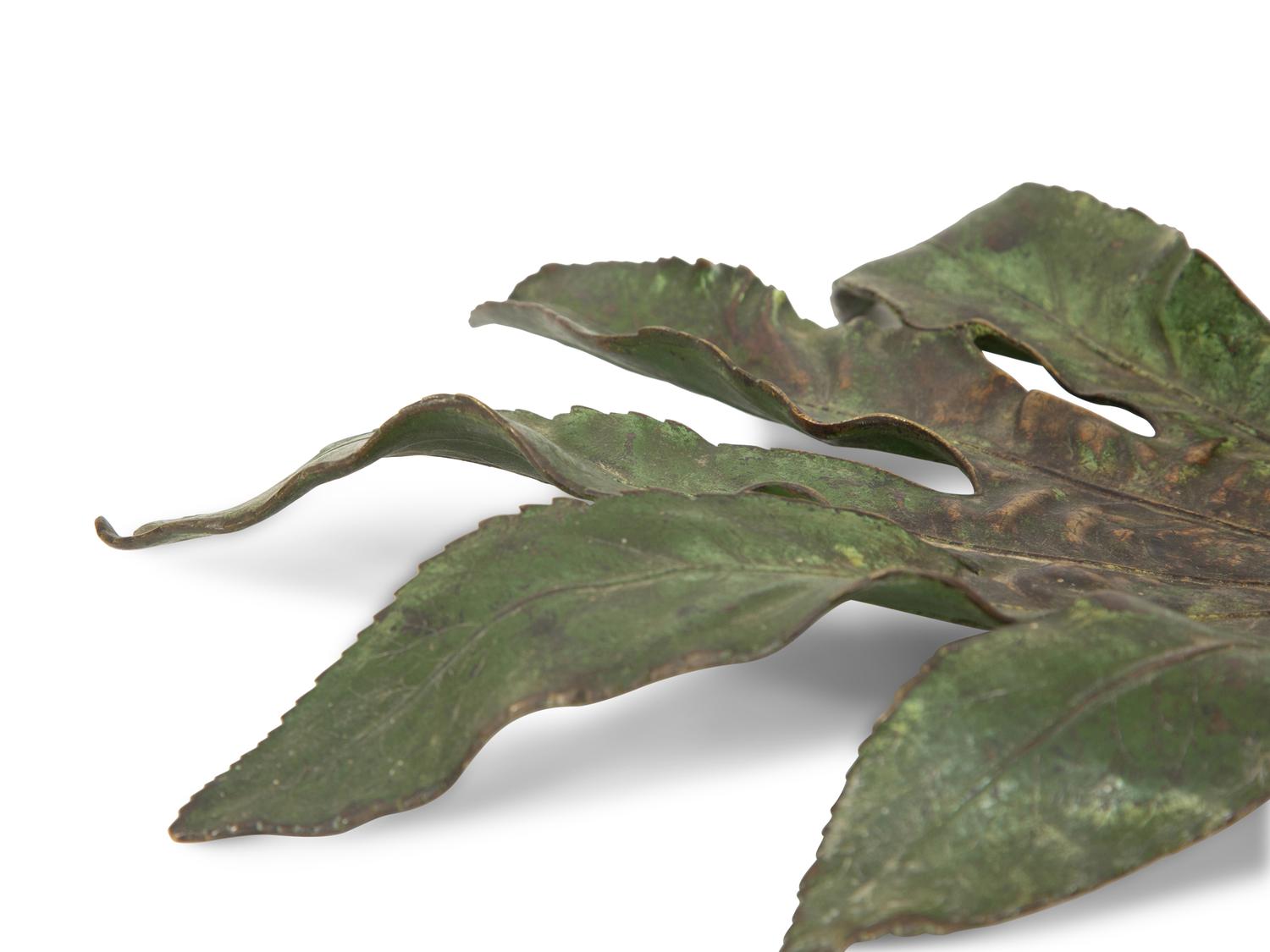 An Austrian Cold-Painted Bronze Parakeet Sitting on a Leaf