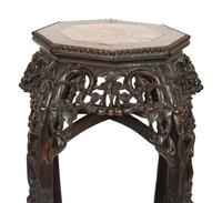 A Pair of Chinese Carved Rosewood Pedestals