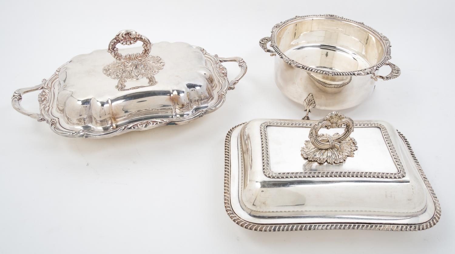 A Collection of American and English Silver-plate Articles, 20th Century, comprising a rectangular covered dish, two bowls, a silver-pl