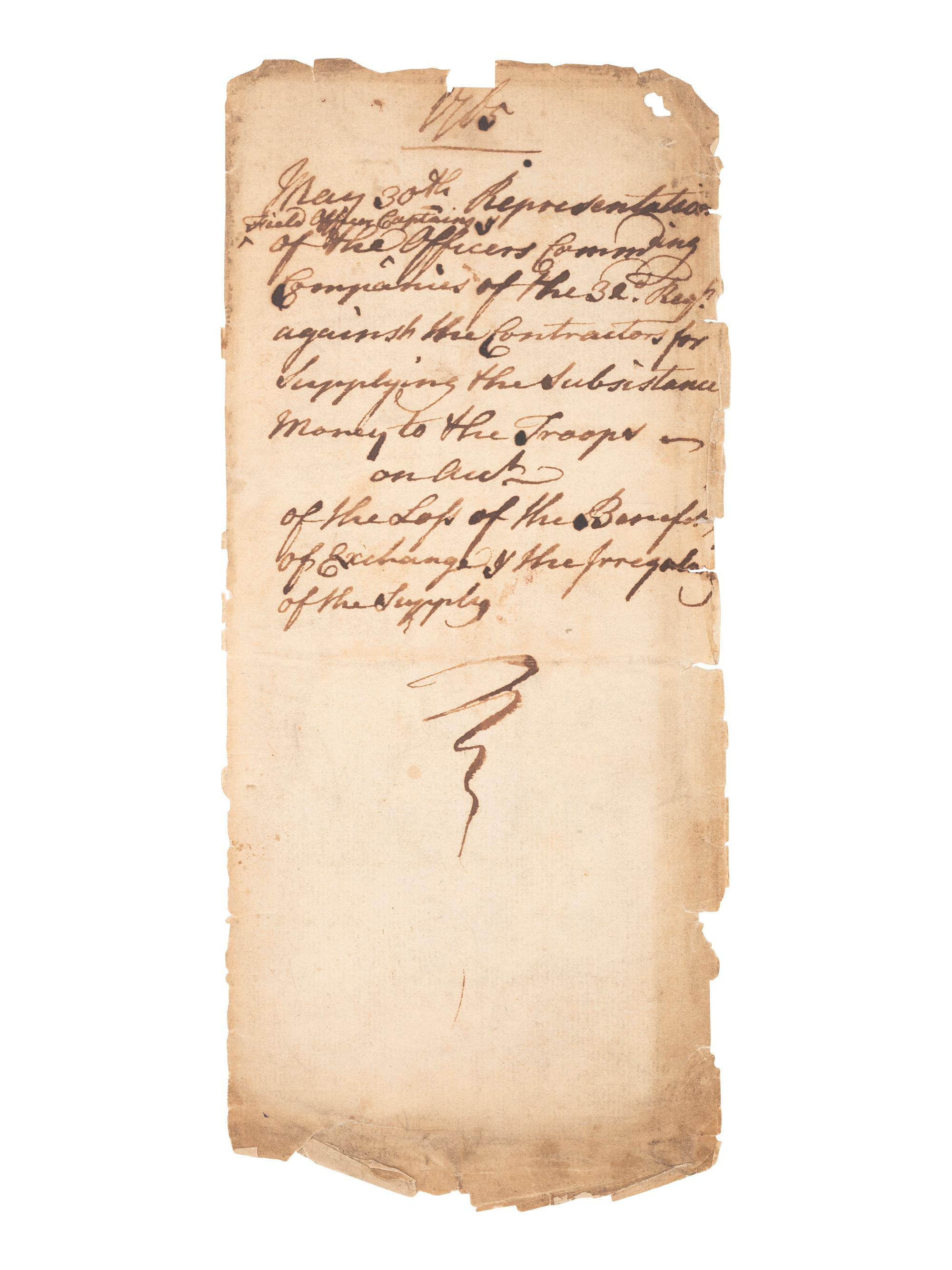[COLONIAL]. Document associated with supplying the 32nd Regiment of Foot, 1765.
