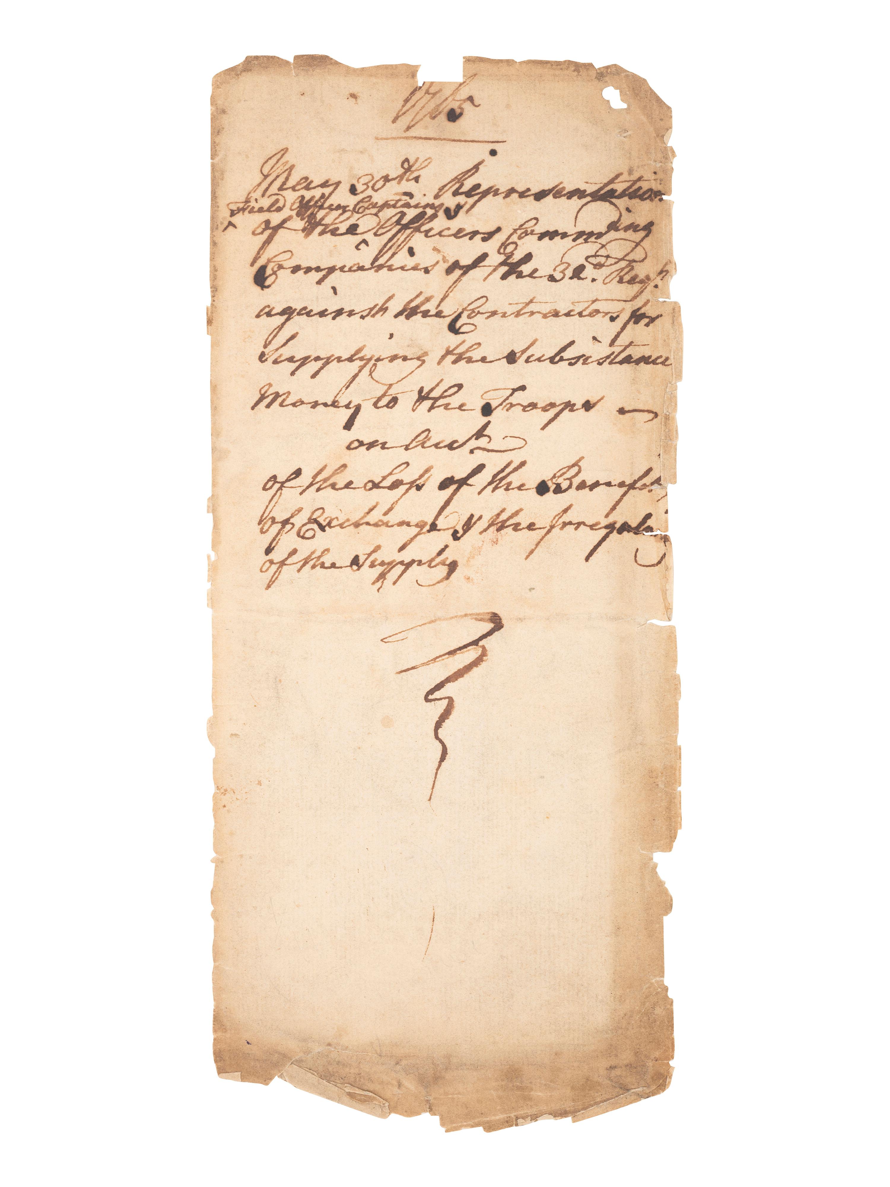 [COLONIAL]. Document associated with supplying the 32nd Regiment of Foot, 1765.