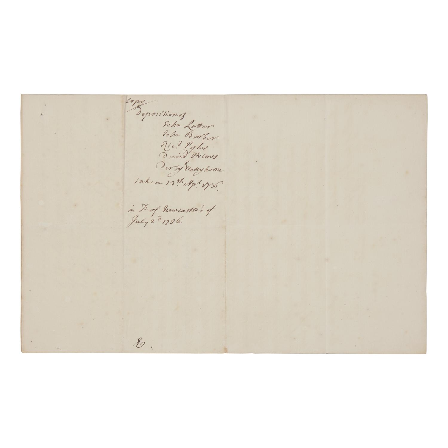 [Georgia] [Moore, Francis] Manuscript Document by the Secretary of James Oglethorpe, Founder of the Colony of Georgia