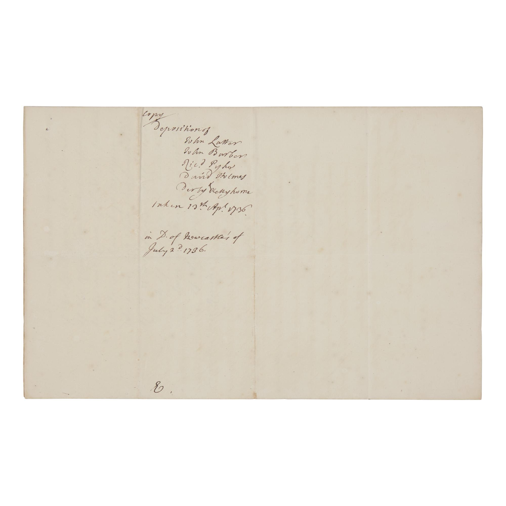 [Georgia] [Moore, Francis] Manuscript Document by the Secretary of James Oglethorpe, Founder of the Colony of Georgia